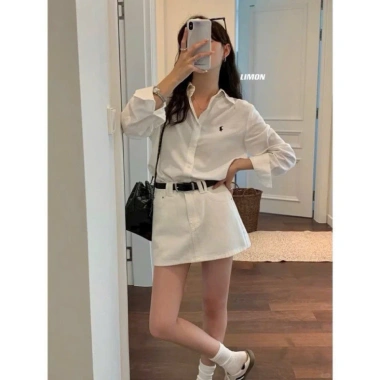 Áo sơ mi trắng dài tay thêu ngựa dáng basic Giá chỉ 285.000đ giảm tới 21% 4