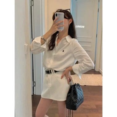 Áo sơ mi trắng dài tay thêu ngựa dáng basic Giá chỉ 285.000đ giảm tới 21% 5