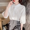 Áo sơ mi trắng dáng rộng cotton thêu họa tiết – Thời trang Hàn Quốc nữ, giá ưu đãi 286.286₫ 4
