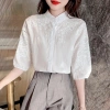 Áo sơ mi trắng dáng rộng cotton thêu họa tiết – Thời trang Hàn Quốc nữ, giá ưu đãi 286.286₫ 5