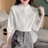 Áo sơ mi trắng dáng rộng cotton thêu họa tiết – Thời trang Hàn Quốc nữ, giá ưu đãi 286.286₫ 6