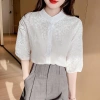 Áo sơ mi trắng dáng rộng cotton thêu họa tiết – Thời trang Hàn Quốc nữ, giá ưu đãi 286.286₫ 7