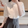 Áo sơ mi trắng dáng rộng cotton thêu họa tiết – Thời trang Hàn Quốc nữ, giá ưu đãi 286.286₫ 9