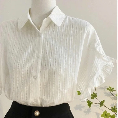 Áo sơ mi trắng dáng suông tay bèo tinh tế, thanh lịch cho nữ - Giá chỉ 169.000₫ 2