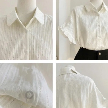 Áo sơ mi trắng dáng suông tay bèo tinh tế, thanh lịch cho nữ - Giá chỉ 169.000₫ 5