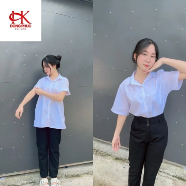 Áo Sơ Mi Trắng Đồng Phục Học Sinh Tiểu Học, THPT - Kate Lon Loại 1 Giá 63.000