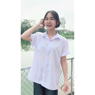 Áo Sơ Mi Trắng Đồng Phục Học Sinh Tiểu Học, THPT - Kate Lon Loại 1 Giá 63.000