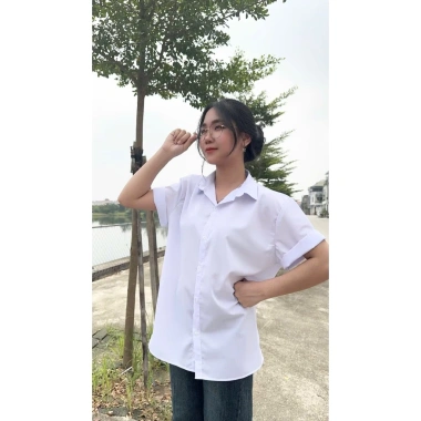 Áo Sơ Mi Trắng Đồng Phục Học Sinh Tiểu Học, THPT - Kate Lon Loại 1 Giá 63.000