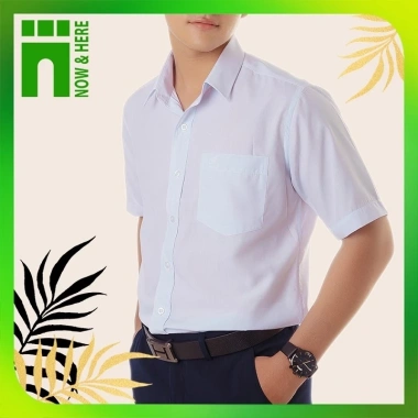 Áo sơ mi trắng học sinh tay ngắn viền cổ xanh, đồng phục tiểu học 17-70kg - Giá 59.000₫ 3