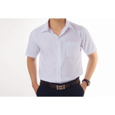 Áo sơ mi trắng học sinh tay ngắn viền cổ xanh, đồng phục tiểu học 17-70kg - Giá 59.000₫ 5