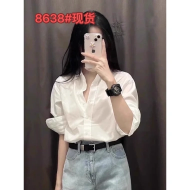 Áo sơ mi trắng kiểu Pháp dài tay, rộng rãi dáng nhỏ, mẫu mới xuân thu nữ công sở