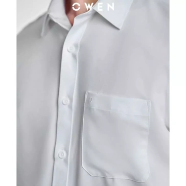 Áo sơ mi trắng nam Owen Regular Fit, vải sồi mềm mịn, túi tiện, AR240.312D - 390k