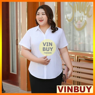 Áo sơ mi trắng nữ bigsize VINBUY size lên đến 90-100kg form rộng giá 180.000₫