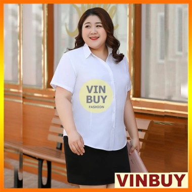 Áo sơ mi trắng nữ bigsize VINBUY size lên đến 90-100kg form rộng giá 180.000₫