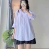 Áo sơ mi trắng nữ cộc tay, form rộng, cổ bẻ, túi ngực - Giá chỉ 67.500₫, giảm 20%