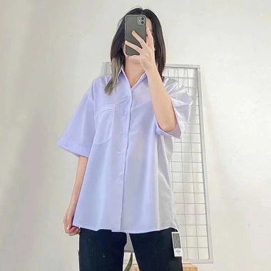 Áo sơ mi trắng nữ cộc tay, form rộng, cổ bẻ, túi ngực - Giá chỉ 67.500₫, giảm 20% 6