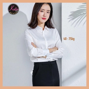 Áo Sơ Mi Trắng Nữ Công Sở KATIE Cotton Tay Dài, Thoáng Mát, Không Nhăn, Bigsize, 210.000₫ 2