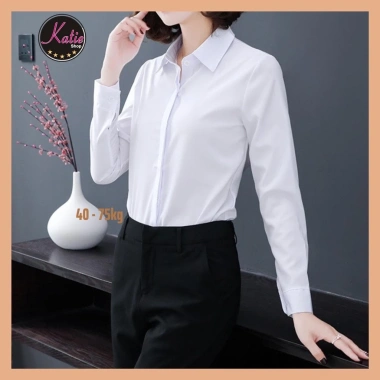 Áo Sơ Mi Trắng Nữ Công Sở KATIE Cotton Tay Dài, Thoáng Mát, Không Nhăn, Bigsize, 210.000₫ 4