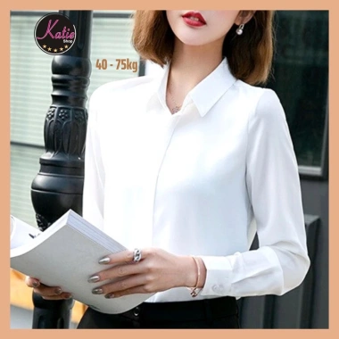 Áo Sơ Mi Trắng Nữ Công Sở KATIE Cotton Tay Dài, Thoáng Mát, Không Nhăn, Bigsize, 210.000₫ 5