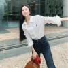 Áo Sơ Mi Trắng Nữ Dài Tay Thêu Ngựa Chất Nhuyễn Hàn 2Sunday - Đi Làm, Học, Chơi