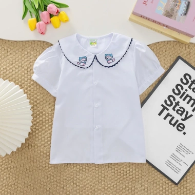 Áo sơ mi trắng nữ học sinh đồng phục cấp 1-2, cổ sen, giá ưu đãi 54.000đ 3