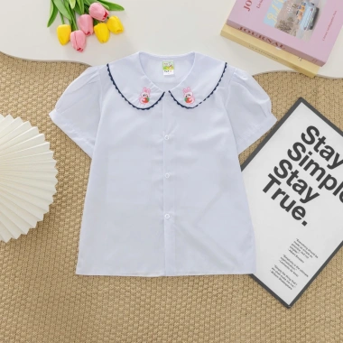 Áo sơ mi trắng nữ học sinh đồng phục cấp 1-2, cổ sen, giá ưu đãi 54.000đ 6