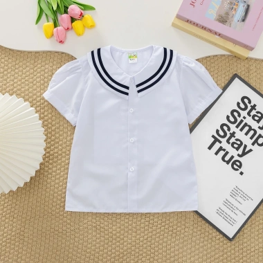 Áo sơ mi trắng nữ học sinh đồng phục cấp 1-2, cổ sen, giá ưu đãi 54.000đ 10