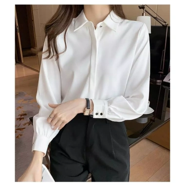 Áo sơ mi trắng nữ Rymola không nhăn, giấu nút, tay dài, bigsize, cotton form suông 116k 4