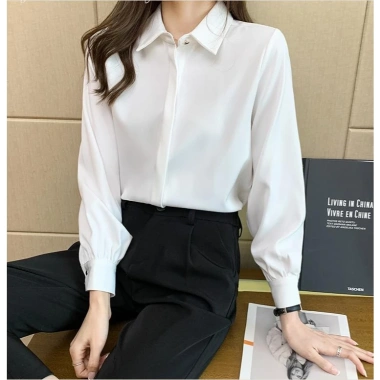 Áo sơ mi trắng nữ Rymola không nhăn, giấu nút, tay dài, bigsize, cotton form suông 116k 7