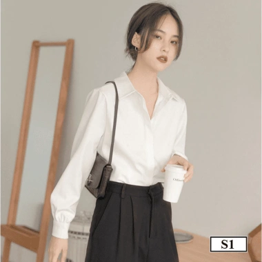 Áo sơ mi trắng nữ S1 dáng suông công sở cotton không nhăn - 158.400đ tại Butino Shop 6 Áo sơ mi trắng nữ S1 dáng suông công sở cotton không nhăn - 158.400đ tại Butino Shop 6
