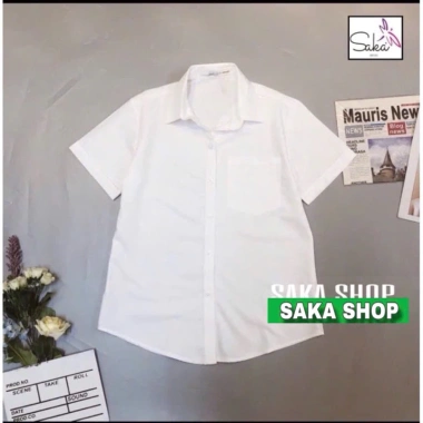 Áo sơ mi trắng nữ tay ngắn có túi, vải kate mịn rộng, không nhăn – Giá 81.382₫