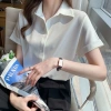 Áo sơ mi trắng nữ tay ngắn có túi, vải kate mịn rộng, không nhăn – Giá 81.382₫ 8