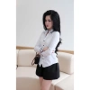 Áo sơ mi trắng tay dài nữ phối viền đen thanh lịch, form ôm công sở - Giá chỉ 149.000 VND 2