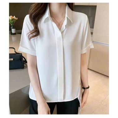 Áo Sơ Mi Trắng Tay Ngắn Nữ ATOMI - Bigsize, Không Nhăn, Thời Trang Công Sở, Giá 116k