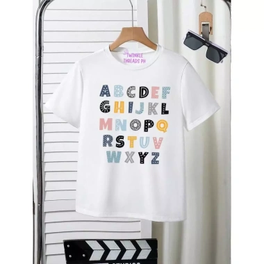 Áo sơ mi trẻ em unisex chất lượng cao, vải mềm, bảng chữ thời trang, giá 143.332 VND