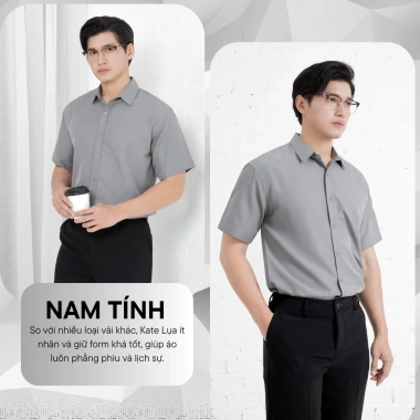 Áo sơ mi trơn vải lụa tay ngắn nam LADOS 8.069 - Giá 125.000₫, mịn thoáng mát 6