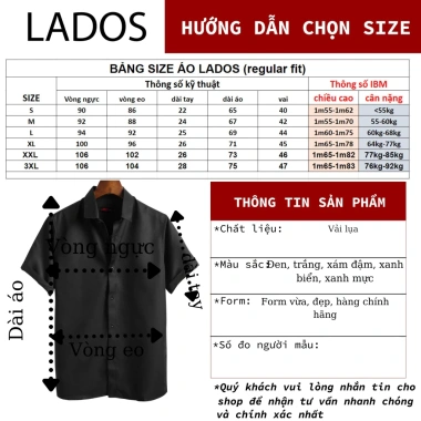 Áo sơ mi trơn vải lụa tay ngắn nam LADOS 8.069 - Giá 125.000₫, mịn thoáng mát 7