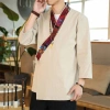 Áo sơ mi vải lanh cotton tay ba phong cách Trung Quốc Hanfu, cổ chéo, quần áo dân tộc - Giá 323.432₫