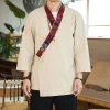 Áo sơ mi vải lanh cotton tay ba phong cách Trung Quốc Hanfu, cổ chéo, quần áo dân tộc - Giá 323.432₫ 7