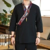 Áo sơ mi vải lanh cotton tay ba phong cách Trung Quốc Hanfu, cổ chéo, quần áo dân tộc - Giá 323.432₫ 9