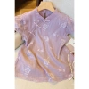 Áo sơ mi Voan họa tiết hoa mùa hè nữ Qipao Trung Hoa cổ tay ngắn thời trang 2