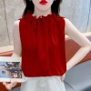 Áo sơ mi voan không tay mùa hè 2.025 - Chui đầu, ren tinh tế, chỉ 237.654 VND