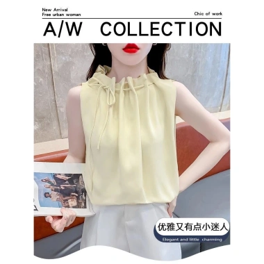 Áo sơ mi voan không tay mùa hè 2.025 - Chui đầu, ren tinh tế, chỉ 237.654 VND 5