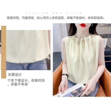 Áo sơ mi voan không tay mùa hè 2.025 - Chui đầu, ren tinh tế, chỉ 237.654 VND 8