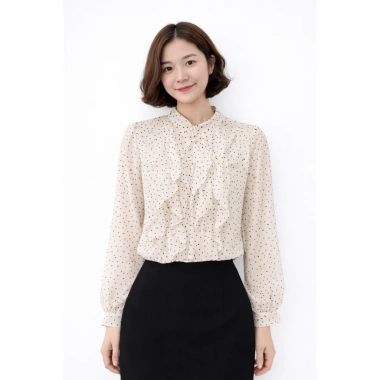 Áo Sơ Mi Voan Nữ Chấm Bi Dài Tay Cổ Tròn Thanh Lịch Công Sở - Giá Ưu Đãi 189k (TIK1.114.164)