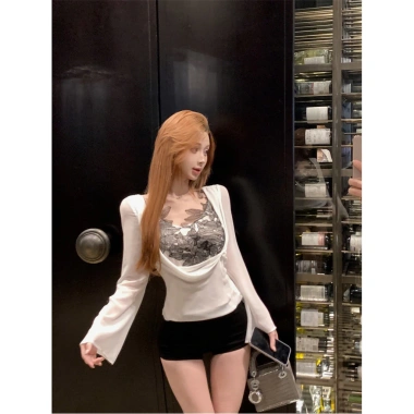 Áo sơ mi voan Slim-fit Hot Girl Ren 2.025 - Thiết kế mới gợi cảm, mỏng hơn phiên bản Hàn Quốc, chỉ 460.512 VND
