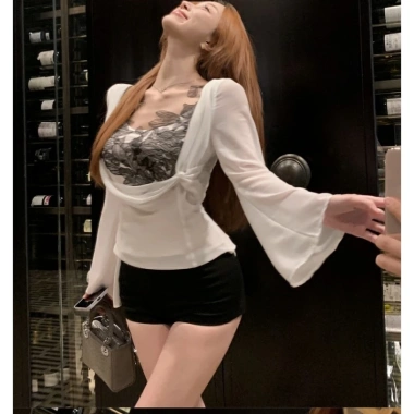 Áo sơ mi voan Slim-fit Hot Girl Ren 2.025 - Thiết kế mới gợi cảm, mỏng hơn phiên bản Hàn Quốc, chỉ 460.512 VND 7