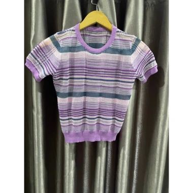 Áo sọc ngang tím size S giá ưu đãi 295k, chất liệu mềm, phong cách trẻ trung 2