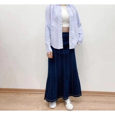 Áo sơmi nam nữ Oxford 100% cotton tay dài, phong cách châu Âu, xanh biển - 259.000₫ 2