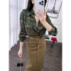 Áo sơmi nữ dài tay lụa Satin cao cấp NQT boutique công sở hoạ tiết chữ cam nền xanh rêu 163.500 VND 6